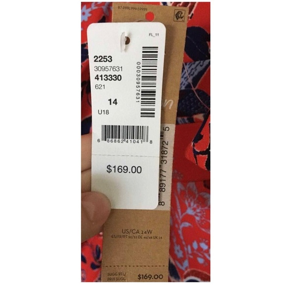 RACHEL by Rachel Roy Sheath Floral Red and Blue Midi Dress size 14W Plus NWT‎ - Picture 4 of 11